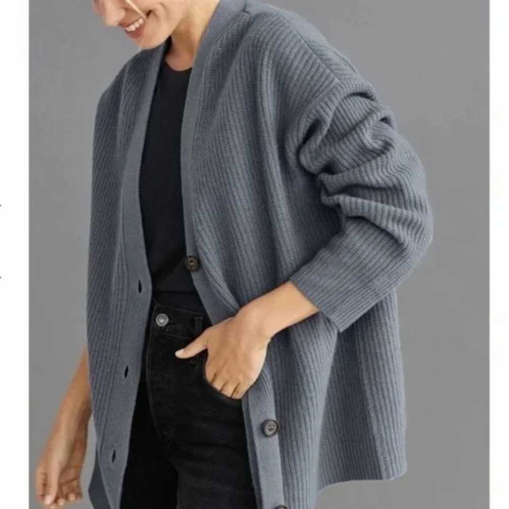 Jenni Kayne Dusty Blue Cocoon Cardigan Cashmere